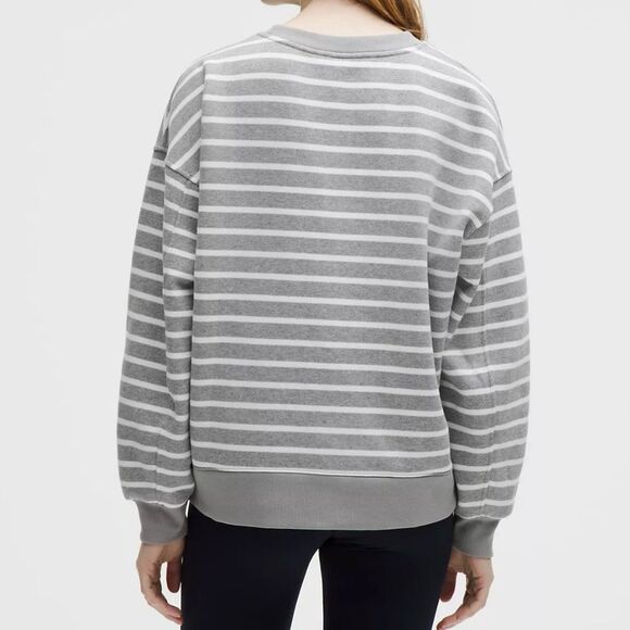 Lululemon Gray White Stripe Perfectly Oversized Pullover Sweatshirt. Small. NEW - Picture 3 of 10